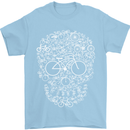 A Skull Made with Bicycles Cyclist Cycling Mens T-Shirt Cotton Gildan Light Blue