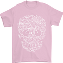 A Skull Made with Bicycles Cyclist Cycling Mens T-Shirt Cotton Gildan Light Pink