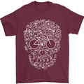 A Skull Made with Bicycles Cyclist Cycling Mens T-Shirt Cotton Gildan Maroon