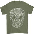 A Skull Made with Bicycles Cyclist Cycling Mens T-Shirt Cotton Gildan Military Green