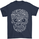 A Skull Made with Bicycles Cyclist Cycling Mens T-Shirt Cotton Gildan Navy Blue