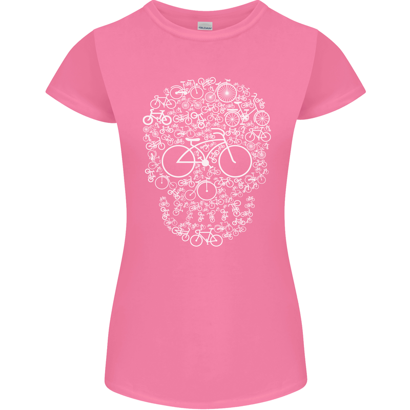 A Skull Made with Bicycles Cyclist Cycling Womens Petite Cut T-Shirt Azalea