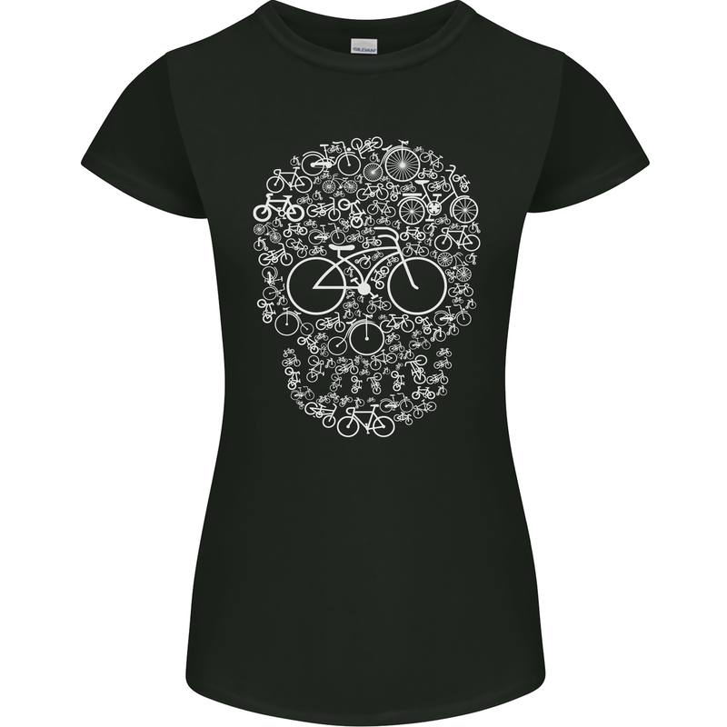 A Skull Made with Bicycles Cyclist Cycling Womens Petite Cut T-Shirt Black