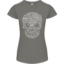A Skull Made with Bicycles Cyclist Cycling Womens Petite Cut T-Shirt Charcoal