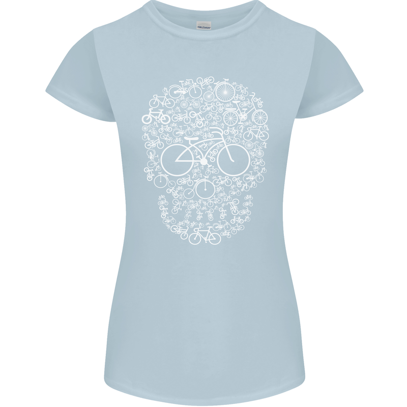 A Skull Made with Bicycles Cyclist Cycling Womens Petite Cut T-Shirt Light Blue