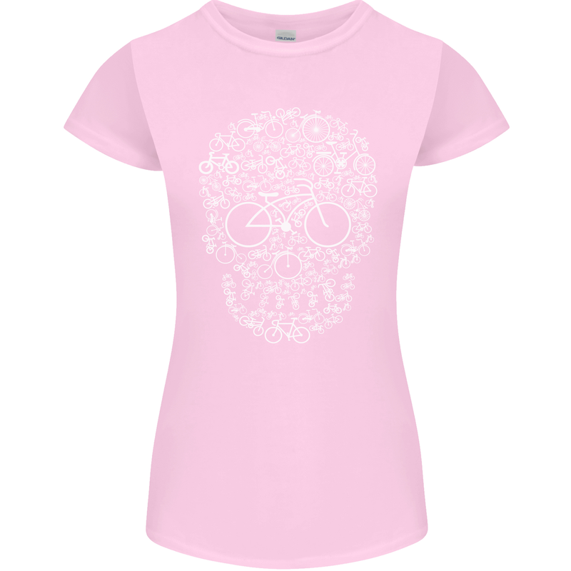 A Skull Made with Bicycles Cyclist Cycling Womens Petite Cut T-Shirt Light Pink