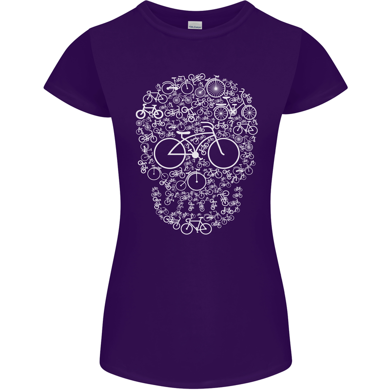 A Skull Made with Bicycles Cyclist Cycling Womens Petite Cut T-Shirt Purple