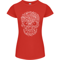 A Skull Made with Bicycles Cyclist Cycling Womens Petite Cut T-Shirt Red