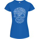 A Skull Made with Bicycles Cyclist Cycling Womens Petite Cut T-Shirt Royal Blue