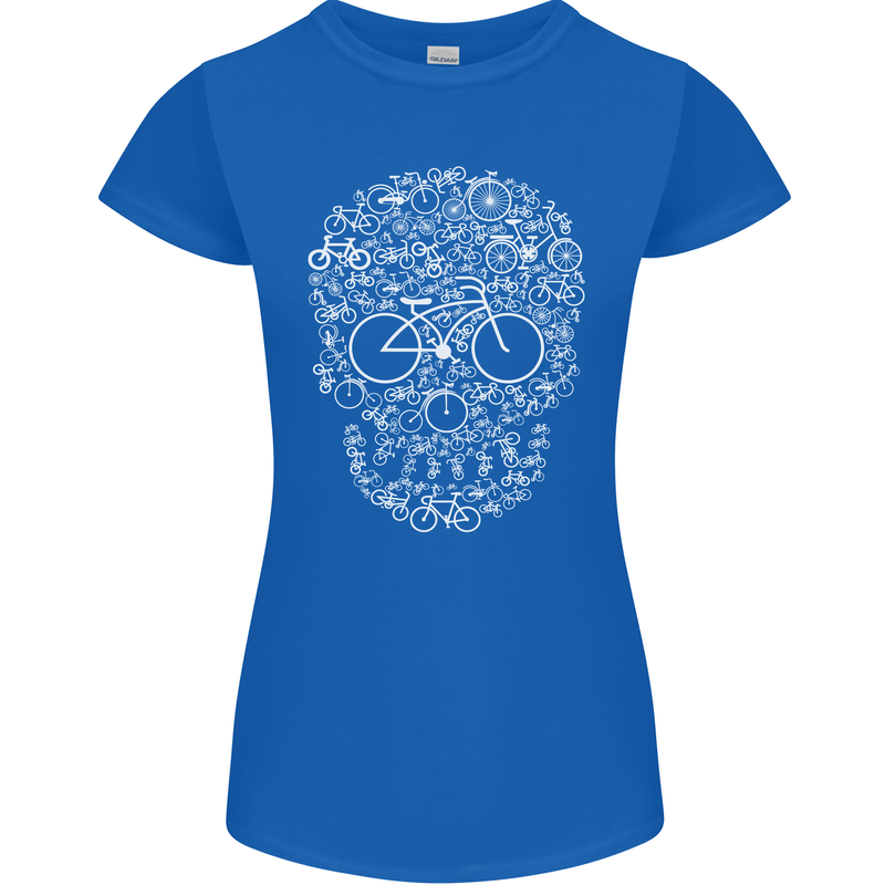 A Skull Made with Bicycles Cyclist Cycling Womens Petite Cut T-Shirt Royal Blue