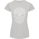 A Skull Made with Bicycles Cyclist Cycling Womens Petite Cut T-Shirt Sports Grey
