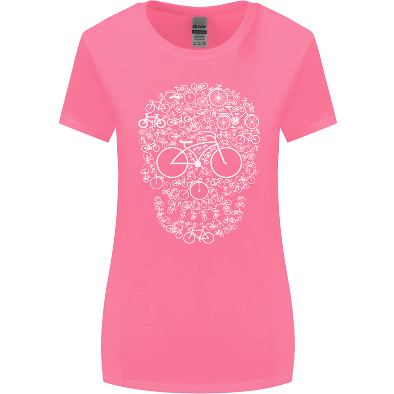 A Skull Made with Bicycles Cyclist Cycling Womens Wider Cut T-Shirt Azalea