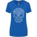 A Skull Made with Bicycles Cyclist Cycling Womens Wider Cut T-Shirt Royal Blue