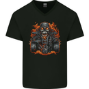 A Skull Quad Bike Rider ATV Off Roading Biker Mens V-Neck Cotton T-Shirt Black