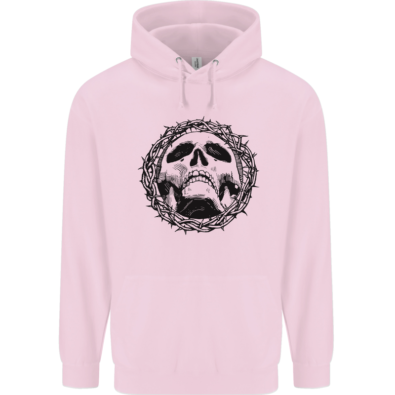 A Skull in Thorns Gothic Christ Jesus Childrens Kids Hoodie Light Pink