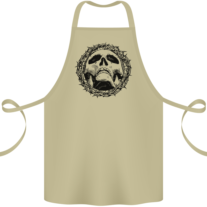 A Skull in Thorns Gothic Christ Jesus Cotton Apron 100% Organic Khaki