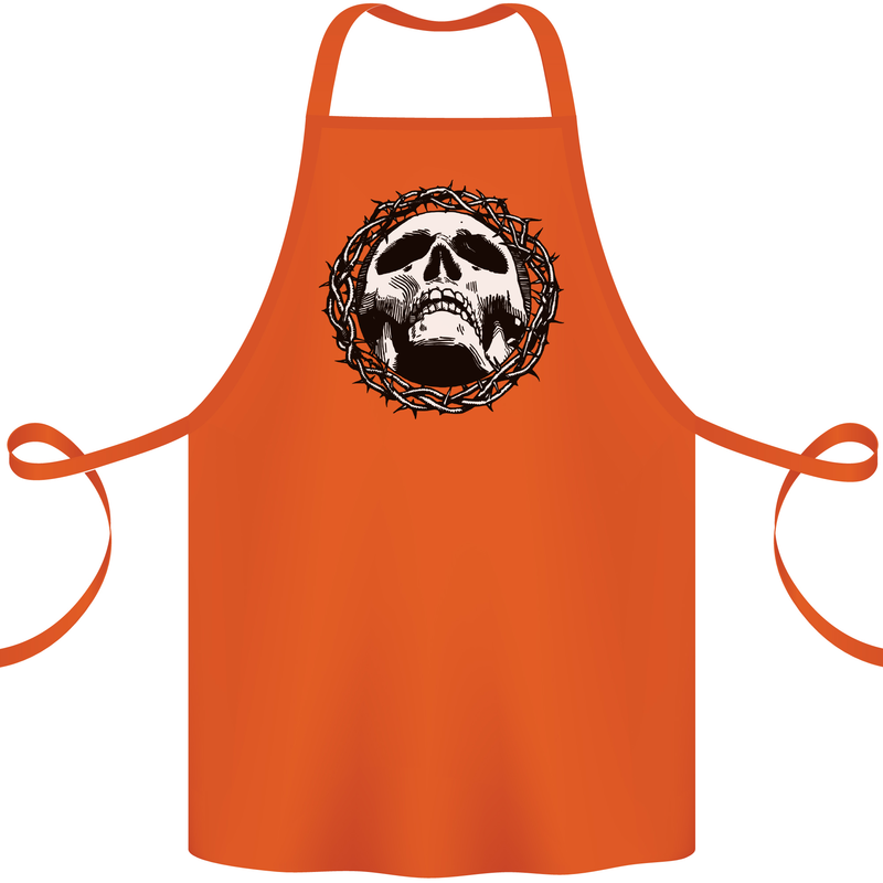 A Skull in Thorns Gothic Christ Jesus Cotton Apron 100% Organic Orange