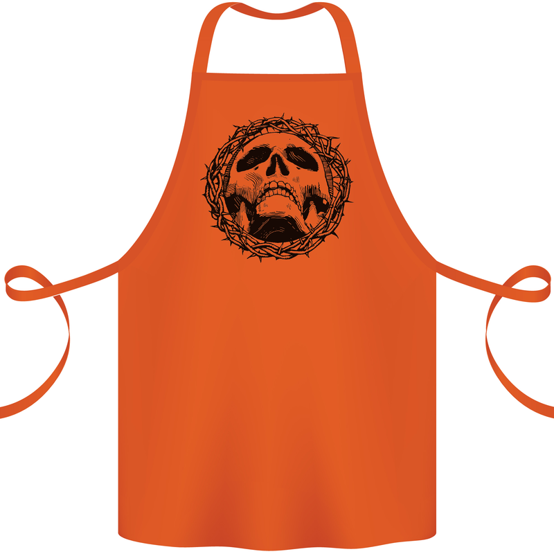 A Skull in Thorns Gothic Christ Jesus Cotton Apron 100% Organic Orange