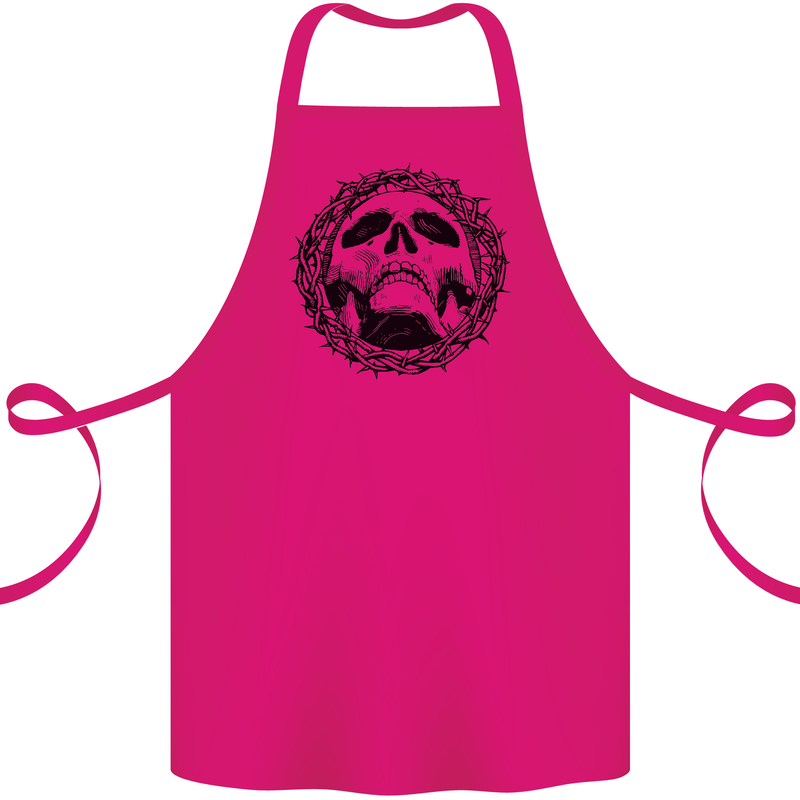 A Skull in Thorns Gothic Christ Jesus Cotton Apron 100% Organic Pink