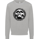 A Skull in Thorns Gothic Christ Jesus Kids Sweatshirt Jumper Sports Grey