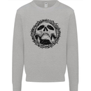 A Skull in Thorns Gothic Christ Jesus Kids Sweatshirt Jumper Sports Grey
