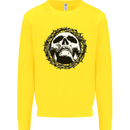 A Skull in Thorns Gothic Christ Jesus Kids Sweatshirt Jumper Yellow