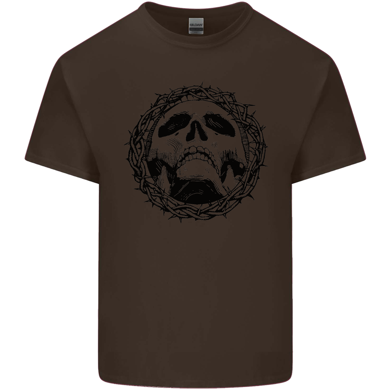 A Skull in Thorns Gothic Christ Jesus Kids T-Shirt Childrens Chocolate