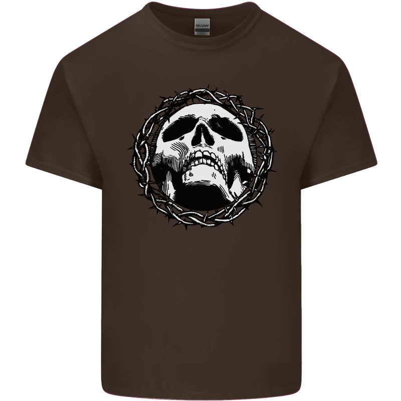 A Skull in Thorns Gothic Christ Jesus Kids T-Shirt Childrens Chocolate