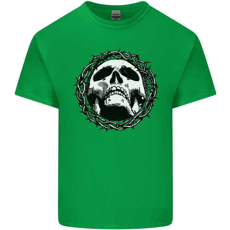 A Skull in Thorns Gothic Christ Jesus Kids T-Shirt Childrens Irish Green