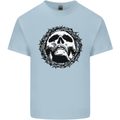 A Skull in Thorns Gothic Christ Jesus Kids T-Shirt Childrens Light Blue