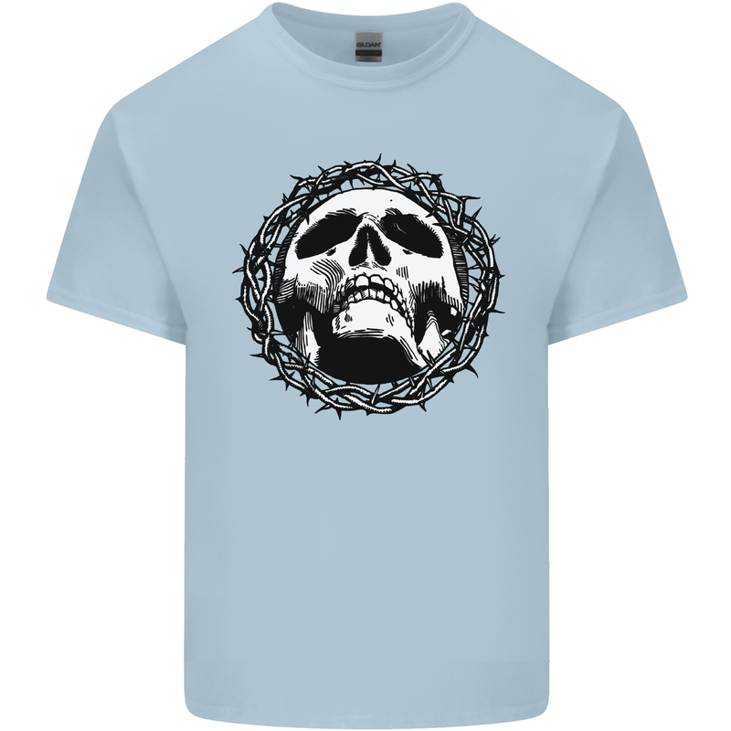 A Skull in Thorns Gothic Christ Jesus Kids T-Shirt Childrens Light Blue