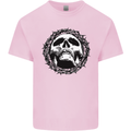 A Skull in Thorns Gothic Christ Jesus Kids T-Shirt Childrens Light Pink