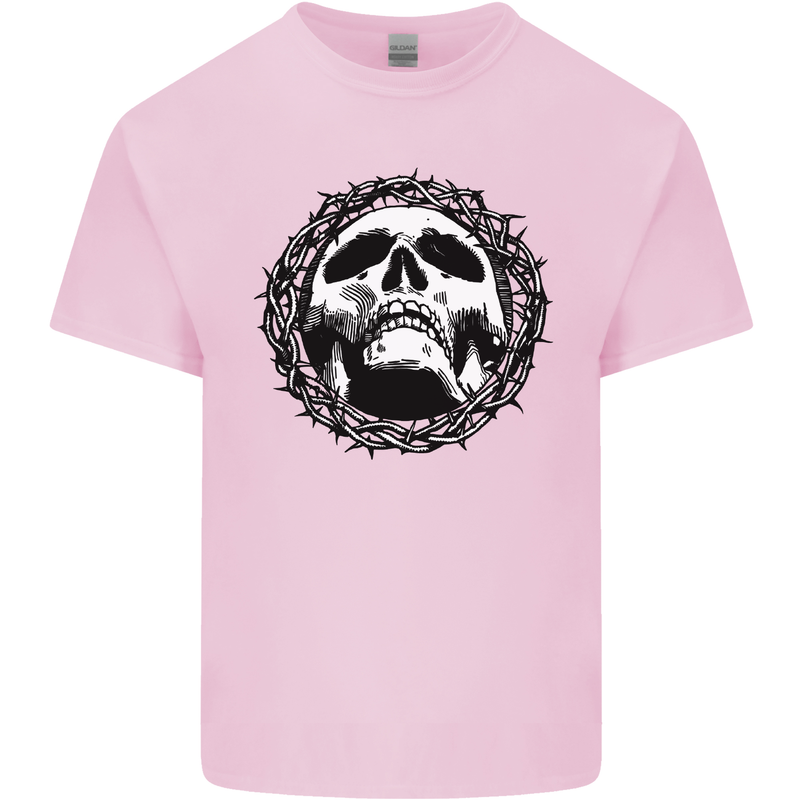 A Skull in Thorns Gothic Christ Jesus Kids T-Shirt Childrens Light Pink