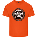 A Skull in Thorns Gothic Christ Jesus Kids T-Shirt Childrens Orange