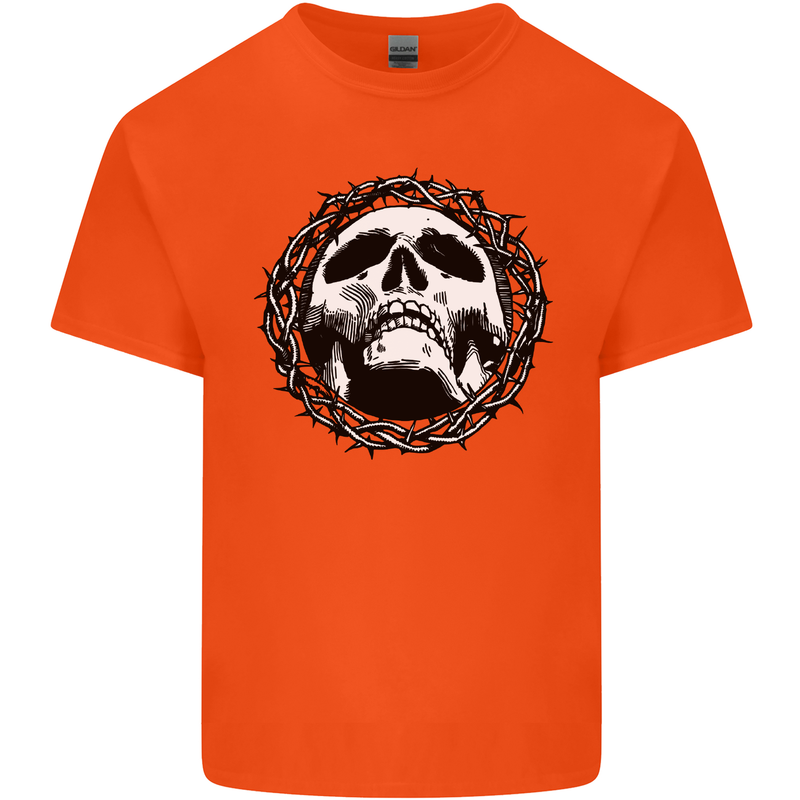 A Skull in Thorns Gothic Christ Jesus Kids T-Shirt Childrens Orange