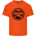 A Skull in Thorns Gothic Christ Jesus Kids T-Shirt Childrens Orange