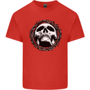 A Skull in Thorns Gothic Christ Jesus Kids T-Shirt Childrens Red