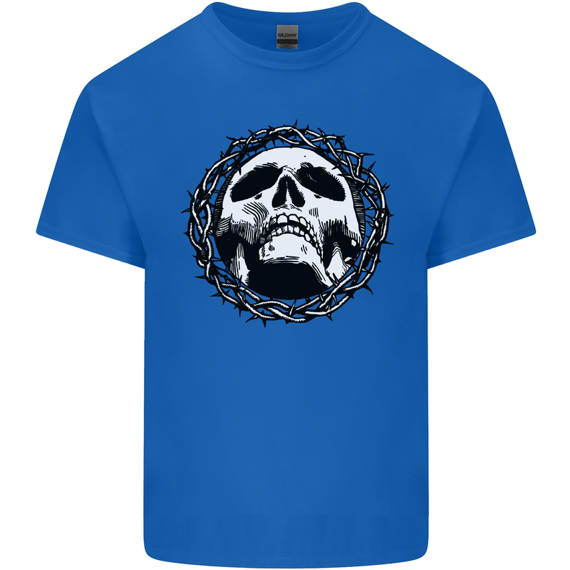 A Skull in Thorns Gothic Christ Jesus Kids T-Shirt Childrens Royal Blue