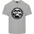 A Skull in Thorns Gothic Christ Jesus Kids T-Shirt Childrens Sports Grey