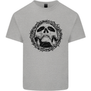 A Skull in Thorns Gothic Christ Jesus Kids T-Shirt Childrens Sports Grey