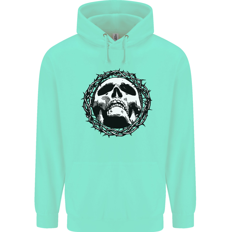 A Skull in Thorns Gothic Christ Jesus Mens 80% Cotton Hoodie Peppermint