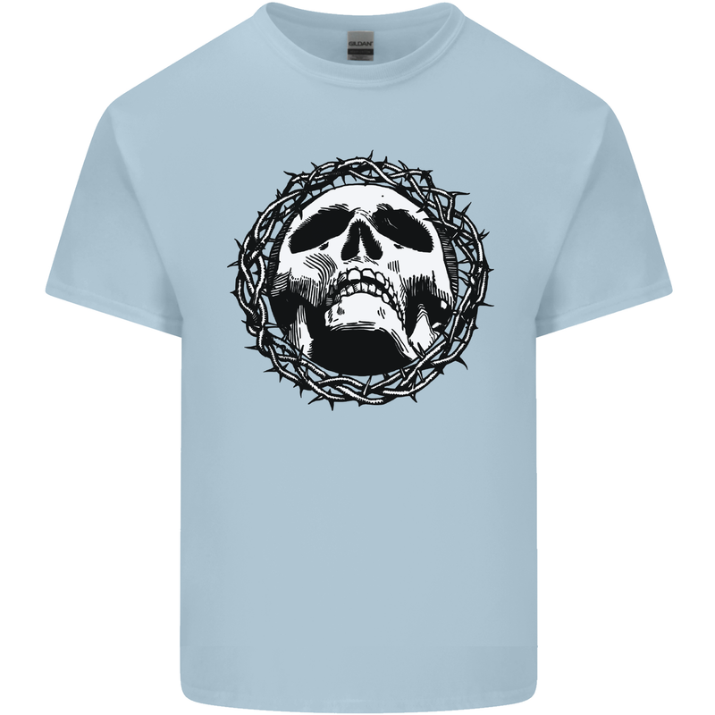 A Skull in Thorns Gothic Christ Jesus Mens Cotton T-Shirt Tee Top Light Blue