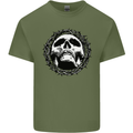 A Skull in Thorns Gothic Christ Jesus Mens Cotton T-Shirt Tee Top Military Green
