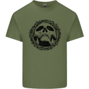 A Skull in Thorns Gothic Christ Jesus Mens Cotton T-Shirt Tee Top Military Green