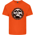 A Skull in Thorns Gothic Christ Jesus Mens Cotton T-Shirt Tee Top Orange