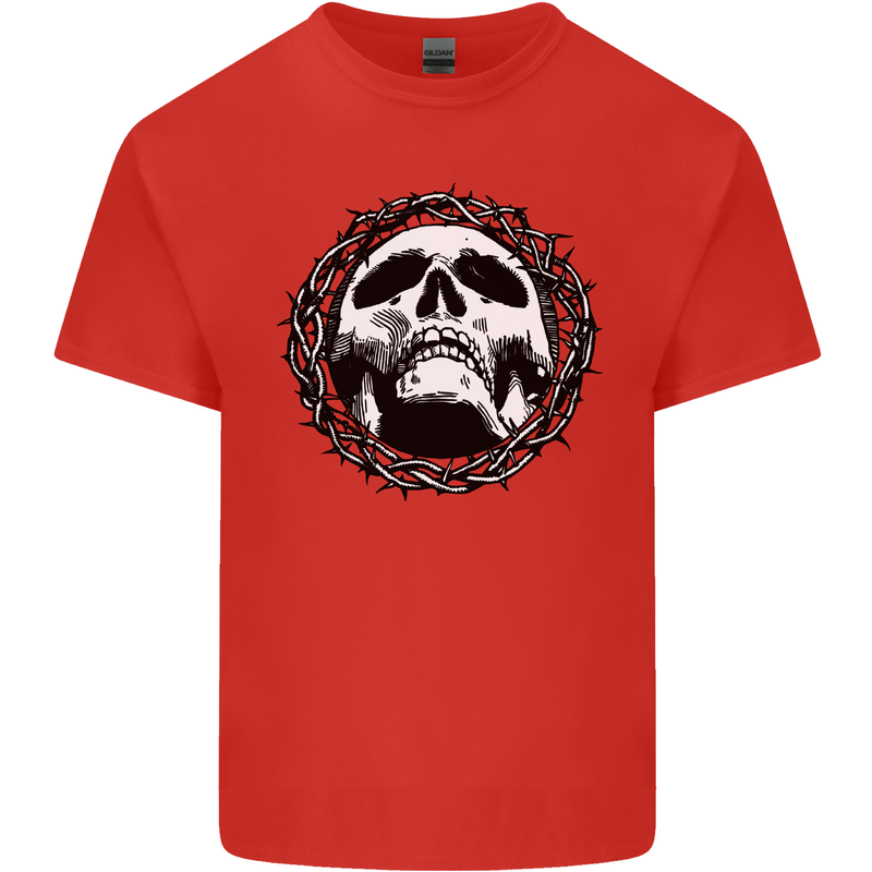 A Skull in Thorns Gothic Christ Jesus Mens Cotton T-Shirt Tee Top Red