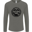 A Skull in Thorns Gothic Christ Jesus Mens Long Sleeve T-Shirt Charcoal