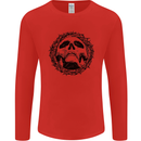 A Skull in Thorns Gothic Christ Jesus Mens Long Sleeve T-Shirt Red