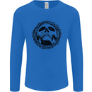 A Skull in Thorns Gothic Christ Jesus Mens Long Sleeve T-Shirt Royal Blue
