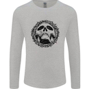 A Skull in Thorns Gothic Christ Jesus Mens Long Sleeve T-Shirt Sports Grey